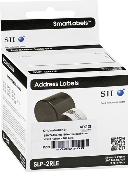 Thermo-Etiketten 36 x 89 mm, festhaftend SLP-2RLE
